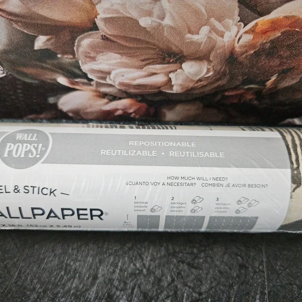 Wall Pops! Nu Wallpaper PATTERN NUS2459 Folk Tulip - 20.5in x 18ft - NEW SEALED